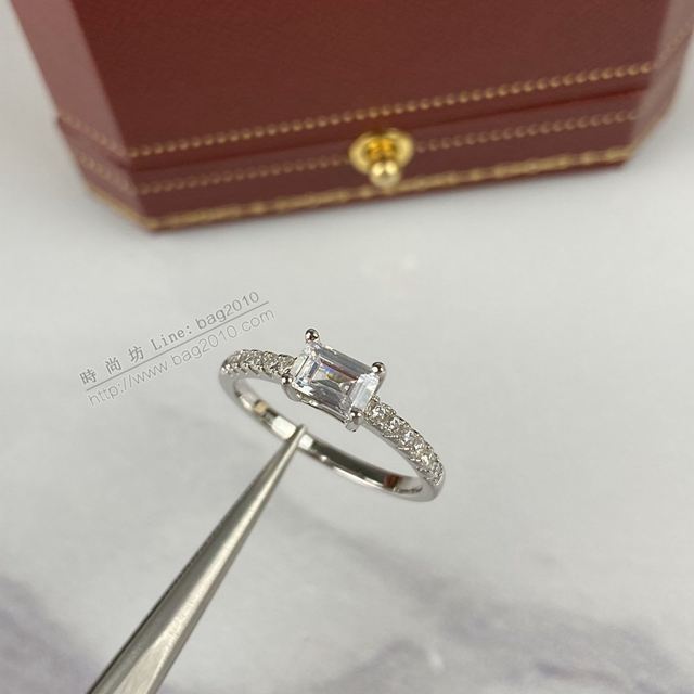Cartier首飾 S925純銀 卡地亞祖母切割梯形鑽戒指  zgk1438